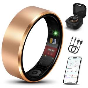 lot 12136 image: Milavan Smart Health Ring 2.0 for Women Men, Slim Scratch & Fingerprint Resistant Design, Efficient Chip Fitness Tracker, Monitors Heart, Blood Oxygen & Pressure, Rose Gold 9#