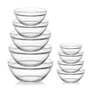 lot 13185 image: Sweejar Glass Mixing Bowls Set(set of 9),Nesting Bowls for Space Saving Storage,Great for Cooking,Baking,Prepping,Stackable Bowl Set��