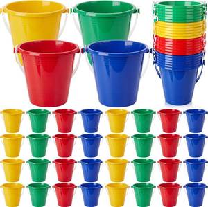 lot 13188 image: Didaey 48 Pcs Beach Bucket Sand Buckets Bulk for Kids 5 Inch Colorful Fun Plastic Pails and Sandcastle Mold for Toddler Summer Beach Birthday Party Favors Pool Play Castle Water (4 Colors)