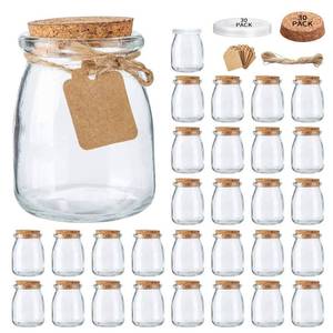 lot 13189 image: Brajttt Mini Yogurt Jars 30 Pack, 7 oz Glass Favor Jars with Cork Lids, Pudding Containers with Lids, Mason Jar Wedding Favors Honey Pot with Label Tags and String