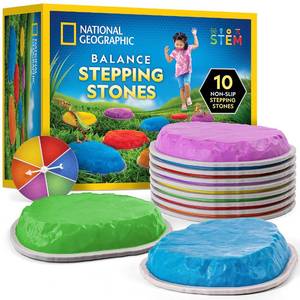 lot 13191 image: NATIONAL GEOGRAPHIC Stepping Stones for Kids �� Durable Non-Slip Stones Encourage Toddler Balance & Gross Motor Skills, Indoor & Outdoor Toys, Obstacle Course, Gifts for Toddlers (Amazon Exclusive)