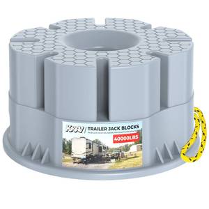 lot 13202 image: 6Height Trailer Jack Block, Heavy Duty 40,000lbs RV Camper Stabilizer Blocks for Travel Trailers Tongue Jack 5th Wheels Scissor stabilizers, 1 Pack