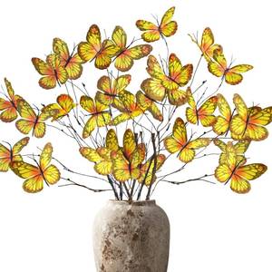 lot 14112 image: ASTRYAS 6Pcs Artificial Butterfly Branche, 3D Butterflies Decorations Fake Butterflies with Soft Simulation Branches Floral Arrangement for DIY Spring Wreath Wedding Home Decor (Yellow)
