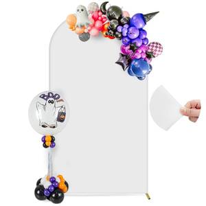 lot 14119 image: 7.2FT Arch Backdrop Cover, Wedding Arch Cover Spandex Fitted Stretchy Background Stand, 2-Sided White Backdrop for Birthday Party Decorations Ceremony Baby Shower Banquet Christmas