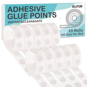 lot 14124 image: ALLFUN 1000 Pieces Clear Glue Points Dots Double Sided Adhesive Removable for Balloons Craft Sticky