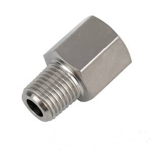 lot 14130 image: Yoebor Stainless Steel 304 Gauge Adapter, Covert Metric Thread to NPT Thread, M221.5 Female x 34 NPT Male Pipe Fitting 1pc