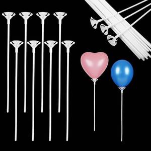 lot 14133 image: cobee 20 Pcs White Balloon Sticks, Long Balloons Stick With cups, Balloons Holder Sticks Plastic Balloon Weights for Tying, Birthday, Parties, Wedding Decorations