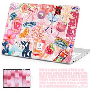 lot 14137 image: AKIT Compatible with MacBook Neo Case 13 inch 2026 Release, Unique Pattern Plastic Hard Shell Laptop CaseScreen ProtectorKeyboard Cover for New MacBook Neo 13 inch A3404 (A18 Pro Chip), SumPink
