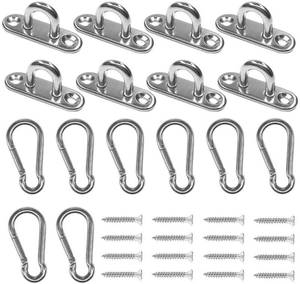 lot 14140 image: Hushtong Stainless Steel 1.8 inch Pad Eye Plate U Hooks  Stainless Steel Snap Hook,Marine Hardware Staple Hook Loop with Screws, 8 Pack