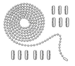 lot 14143 image: DLHMBOQ 120 Ceiling Fan Pull Chain Extender - Stainless Steel Ball Chain with 12 Connectors, Adjustable Length for FanLight Fixtures, Lamp, Curtains, Dog Tags (3mm Bead Diameter, Cut-to-Size)