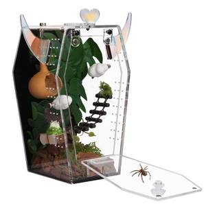 lot 14158 image: Acrylic Jumping Spider Enclosure��3mm Clear Coffin Terrarium with Magnetic Door & Feeding Hole, Secure Habitat for Jumping Spiders, Mantis, Small Tarantulas
