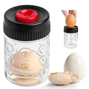 lot 14162 image: 2 in 1 Egg Peeler with Piercer, Hard Boiled Egg Shell Remover Tool with Rotary Lock & Leak-Proof Design, Clear Egg Peeler for Meal Prep, Fitness, Camping & Deviled Eggs, Easy to Use & Clean (Black)