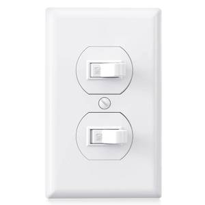 lot 14165 image: AIDA Single Pole Double Toggle Rocker Decorator Light Switch, 15 Amp Self-grounding Electrical Light Switches, Residential Grade, UL Listed (1 Pack, Glossy White)