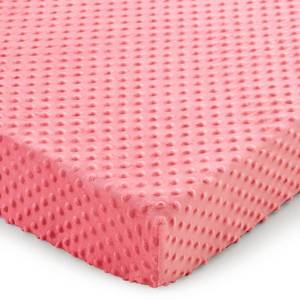 lot 14169 image: Entisn Baby Crib Sheets, 28 x 52 Inch Minky Dot Fitted Crib Mattress Sheet for Girls, Soft and Warm Fleece Nursery Bedding for Standard Toddler Bed Mattresses (Pink)