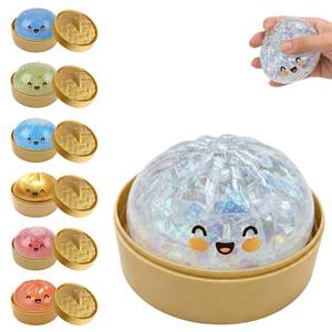 lot 14171 image: Glitter Dumpling, Glitter Dumpling Squishy with Box, 7 Color Options Dumplings Squishy Toy for Stress Relief for Adults (White Powder Emoji bun)