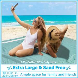 lot 14178 image: Oversized Turkish Beach Towel Blanket XXL Cotton Sandproof Towels Boho Woven Extra Large Big Sand Free Giant Throw Blankets Huge Quilt XL Picnic Camping Necessities Cloud For Adult Gifts Teal