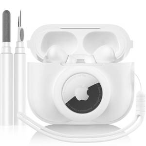 lot 14185 image: LDSXAY 2 in 1 Silicone Case Compatible with AirPods Pro 2 and AirTag, Shockproof Protective Case Cover for AirPods Pro 2nd Generation with Cleaner Kit & Lanyard (White)