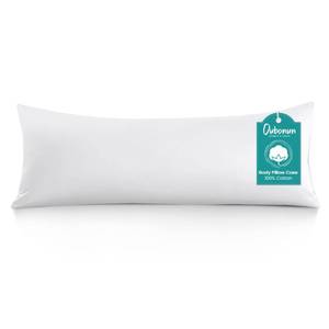 lot 14186 image: Oubonun 100% Cotton Body Pillowcase - 800 Thread Count21x54, Moisture Absorbent and Breathable, Premium Hotel Body Pillow Cover for All Seasons, White