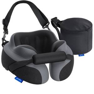 lot 14189 image: ZIKEE Ergonomic Travel Neck Pillow for Airplane, Dual-Hold Design to Stabilize Head and Neck on Flights, Ear-Free Memory Foam Airplane Travel Pillow, Quality Carrying Case, Breathable & Washable Cover