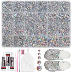 lot 14193 image: 20000Pcs AB Flatback Jelly Resin Rhinestones for Bedazzling, Mix Sizes Crystal Rhinestones Gems, AB Gems Bedazzling for Crafting, Flatback Rhinestone for DIY Face Makeup Crafts Tumblers