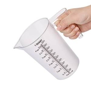 lot 14199 image: Food-Grade Plastic Measuring Pitcher �� 32 Ounce & 4 Cups Measuring Cups with Handle for Liquid, Motor Oil, Pool & Lawn Chemicals, Dilution, Soap Mixing, Brewing, Commercial & Kitchen Use(1000ml)