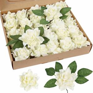 lot 14201 image: IPOPU Artificial Gardenia Flowers 25PCS 3.15���� Ivory Artificial Foam Roses Bulk Fake Flower Heads with Stems for DIY Wedding Bouquets Party Home Centerpieces Decor(Ivory)