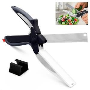 lot 14207 image: 2 in 1 Kitchen Scissors for Food �� Stainless Steel 9.5 Tomato Knife Chops Vegetables, Fruit, Cheese, Meat in Seconds  Dishwasher Safe Cutting Board Scissors with Safety Lock �� Kitchen Gift for Dad