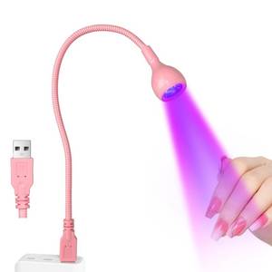 lot 14216 image: AORAEM UV LED Nail Lamp, 3W Portable Duck Neck UV Nail Lamps Dryer Gel Polish Curing Light with Pink Gooseneck for Gel Nails Tips USB Plug Play Nails Salon and Home DIY