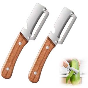 lot 14237 image: 2PCS Multi-Functional Vegetable Peeler for Kitchen, Premium Vegetable Peeler with Wooden Handle and Bottle Opener, Multifunctional Vegetable Peelers Stainless Steel Blade Kitchen Tool