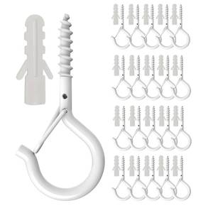 lot 14269 image: 20 Pack Q Hanger Hooks with Safety Buckle, Rustproof Screw Hooks for Hanging String Lights, Bird Feeder, Plants, Wind Chimes & Holiday Decorations, Holds Up to 40 lbs��2.2 White Vinyl Coated ��