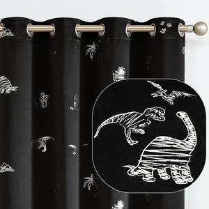 lot 19444 image: Vangao Kids Curtains Black Blackout Dinosaur Curtains for Boys Kids Nursery Girls Room Silver Dino Foil Print Thermal Insulated Drapes Grommet Top Window Treatments 84 Inches Length 2 Panels