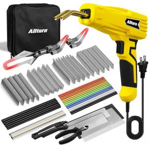 lot 19461 image: Allturn Plastic Welder, 2 in 1 Plastic Welding Kit, Hot Staples Weld Gun, Car Bumper Repair Kit for Most Plastics, Patent Number D970324(Yellow)