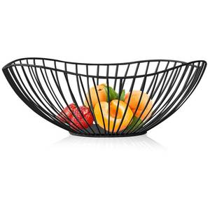 lot 19466 image: Metal Wire Fruit Basket, Black Fruit Bowl for Kitchen Counter, Fruit Holder Stand Storage Baskets for Countertop, Home Decor, Table Centerpieces, Vegetable Bowls for Fruits, Veggies, Snacks (Black)