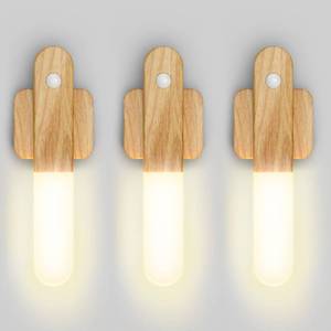 lot 19467 image: iThird Motion Sensor Light Indoor - Wireless Wall Light, lumi Light, Magnet Rechargeable Wall Sconces, Portable Night Lights, LED Lights for Closet, Bathroom (Beech 3PCS)
