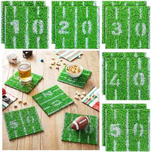 lot 19472 image: Novabright 10 Pcs 7.9 Inch Football Artificial Grass Table Decoration Fake Grass Mat Game Day Table Centerpieces Decor for Football Party Kitchen Dining Home