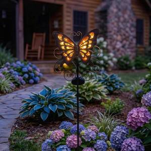 lot 19478 image: Lune cle Butterfly Solar Lights for Outside, 36 inches Waterproof Metal Solar Pathway Lights, Large Solar Butterfly Lights Outdoor Garden Decor, Warm Amber LED Stake Lights Outdoor Yard