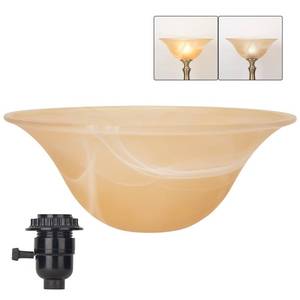 lot 19502 image: Glass Lamp Shade Replacement for Torchiere Floor Lamps��Lamp Shade for Floor Lamp Compatible with E26 Socket, Standing Lamp Replacement Shade, Alabaster Glass Bowl Shade,E26 Socket Not Include (Amber)