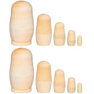 lot 20038 image: Chalyna 2 Sets Unpainted Nesting Dolls Blank Russian Nesting Dolls Personalize Create Your Own Easter Russian Doll Wooden Matryoshka DIY Kit for Kids