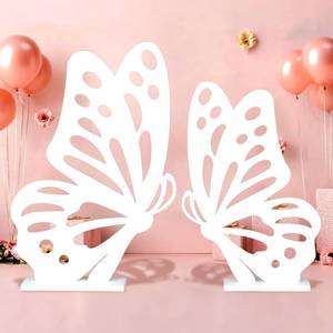 lot 20059 image: Zzbakress 2 Pieces Large Size Wooden Butterfly Decoration Giant Butterflies Decorations White Flowers Large Wooden Photograph DIY Art Craft for Room Decor Wedding Party (White Butterfly)