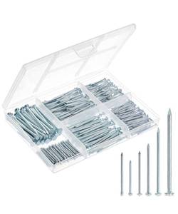 lot 20066 image: Mr. Pen- Nail Assortment Kit, 400 Pcs, 6 Sizes, Silver Picture Hangers, Small Nails for Hanging Pictures, Finishing Nails for Drywall, Wood