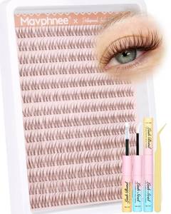 lot 20067 image: Mavphnee Brown Lash Clusters Kit Natural Cluster Eyelash Extensions Kit 10-12MM Short C-Curly Lash Extension Individuals 168 Pcs DIY Clusters Lashes for Beginners with Bond and Seal Clear