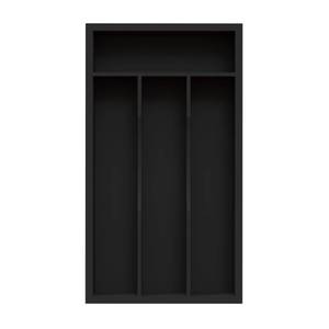 lot 20070 image: BEKVEM Small Silverware Organizer, Bamboo Kitchen Drawer Organizer, Utensil Holder, Cutlery Tray & Spoon Flatware Storage with Grooved Drawer Dividers (Black, 6.7W x 12D)