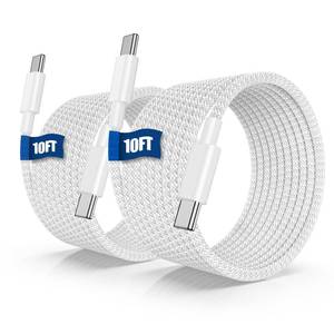 lot 20075 image: QGRHO USB C to C Fast Charger Cable 10ft, 60W Long Fast Charge Type C to C Charging Cord Wire for Apple iPhone 17 Pro Max17 Air16 Pro Max15 Plus,iPad Pro 12.911 inchMiniAir,MacBook,Samsung-White