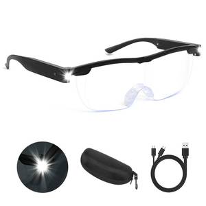lot 20076 image: Magnifying Glasses with Light, 200% Magnification, USB Rechargeable LED Lighted Magnifying Glass, Anti Blue Light, Hands Free Head Magnifier Eyeglasses for Close Work, Hobbies, Reading, Craft��Black��