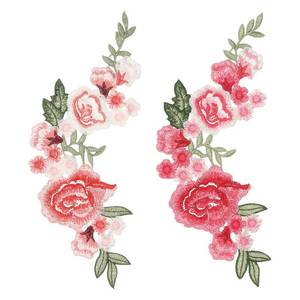 lot 20081 image: uxcell Peony Flowers Embroidery Patches, 10.2 SewIron on Patches Floral Flower Appliques Embellishments for Clothes Dress Jackets Bags DIY Crafts Sew Making, PinkRose Red