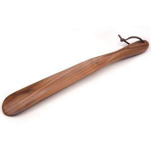 lot 20084 image: Bamber Wooden Shoe Horn Wood Shoehorn with Handle for Seniors Women Men Kids, 15 Long, Black Walnut
