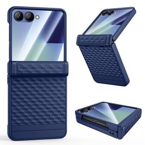 lot 20090 image: for Galaxy Z Flip 7 Case, for Samsung-Flip-7 Case with Hinge Protection & Tempered Glass Screen Protector, Slim Anti-Scratch Protective Shockproof Girly Women Cute Cover for Samsung Z Flip 7 - Blue