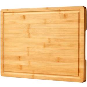 lot 20093 image: Bamboo Cutting Board for Kitchen, 18 Large Wood Charcuterie Cheese Board, Wooden Chopping Block with Side Handles and Juice Grooves