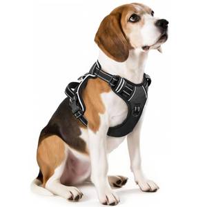 lot 20101 image: HEELE Dog Harness, No Pull Adjustable Padded Reflective Harness for Small Medium Large Dogs with Handle for Walking Training, Black, M