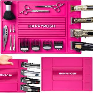 lot 20102 image: Magnetic Barber Mat, Magnetic Barber Mats For Clippers and Supplies, Barbershop Pad for Station, Beauty Salon Table Matt, Barbering Tool Organizer for Pro Hairstylist, Pink